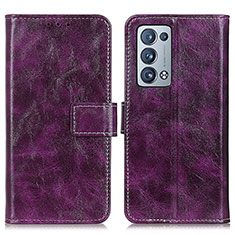 Leather Case Stands Flip Cover Holder K04Z for Oppo Reno6 Pro 5G Purple