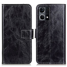 Leather Case Stands Flip Cover Holder K04Z for Oppo Reno7 4G Black