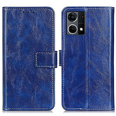 Leather Case Stands Flip Cover Holder K04Z for Oppo Reno7 4G Blue