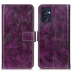 Leather Case Stands Flip Cover Holder K04Z for Oppo Reno7 5G Purple