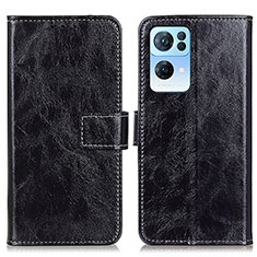 Leather Case Stands Flip Cover Holder K04Z for Oppo Reno7 Pro 5G Black