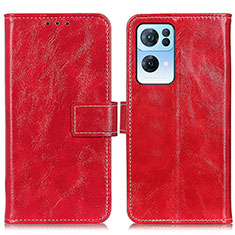 Leather Case Stands Flip Cover Holder K04Z for Oppo Reno7 Pro 5G Red