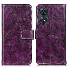Leather Case Stands Flip Cover Holder K04Z for Oppo Reno8 T 4G Purple