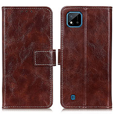 Leather Case Stands Flip Cover Holder K04Z for Realme C11 (2021) Brown