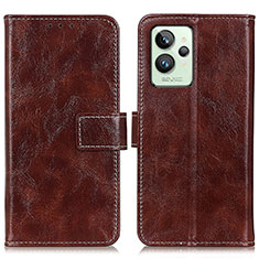 Leather Case Stands Flip Cover Holder K04Z for Realme GT2 Pro 5G Brown