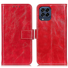 Leather Case Stands Flip Cover Holder K04Z for Samsung Galaxy M53 5G Red