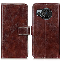 Leather Case Stands Flip Cover Holder K04Z for Sharp Aquos R8 Brown