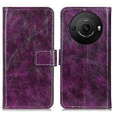 Leather Case Stands Flip Cover Holder K04Z for Sharp Aquos R8 Pro Purple
