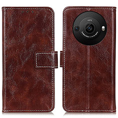 Leather Case Stands Flip Cover Holder K04Z for Sharp Aquos R8s Pro Brown