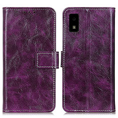 Leather Case Stands Flip Cover Holder K04Z for Sharp Aquos wish Purple
