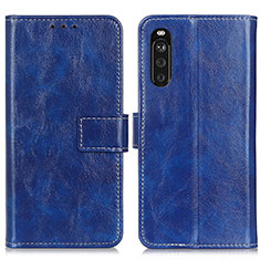 Leather Case Stands Flip Cover Holder K04Z for Sony Xperia 10 III Blue