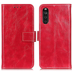 Leather Case Stands Flip Cover Holder K04Z for Sony Xperia 10 III Red