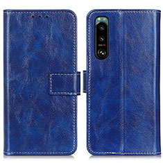 Leather Case Stands Flip Cover Holder K04Z for Sony Xperia 5 III Blue