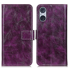 Leather Case Stands Flip Cover Holder K04Z for Sony Xperia 5 V Purple