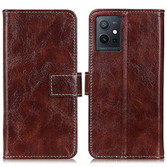 Leather Case Stands Flip Cover Holder K04Z for Vivo iQOO Z6 5G Brown