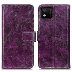 Leather Case Stands Flip Cover Holder K04Z for Wiko Y52 Purple
