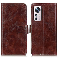 Leather Case Stands Flip Cover Holder K04Z for Xiaomi Mi 12S 5G Brown