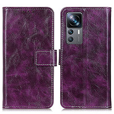 Leather Case Stands Flip Cover Holder K04Z for Xiaomi Mi 12T Pro 5G Purple