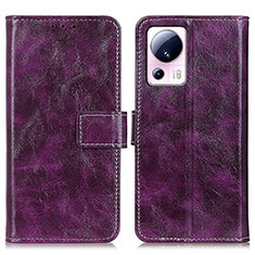 Leather Case Stands Flip Cover Holder K04Z for Xiaomi Mi 13 Lite 5G Purple