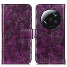Leather Case Stands Flip Cover Holder K04Z for Xiaomi Mi 13 Ultra 5G Purple