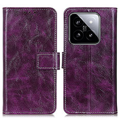 Leather Case Stands Flip Cover Holder K04Z for Xiaomi Mi 14 5G Purple