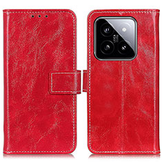 Leather Case Stands Flip Cover Holder K04Z for Xiaomi Mi 14 5G Red