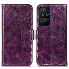Leather Case Stands Flip Cover Holder K04Z for Xiaomi Poco F4 5G Purple