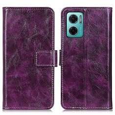 Leather Case Stands Flip Cover Holder K04Z for Xiaomi Redmi 10 5G Purple