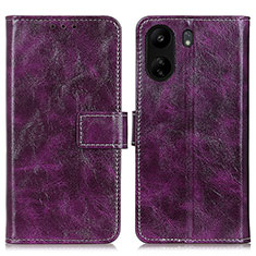Leather Case Stands Flip Cover Holder K04Z for Xiaomi Redmi 13C Purple