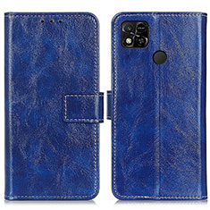 Leather Case Stands Flip Cover Holder K04Z for Xiaomi Redmi 9C Blue