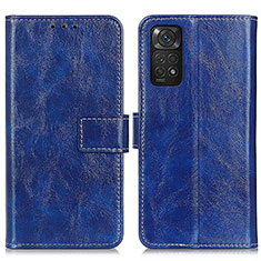 Leather Case Stands Flip Cover Holder K04Z for Xiaomi Redmi Note 11 4G (2022) Blue