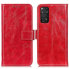 Leather Case Stands Flip Cover Holder K04Z for Xiaomi Redmi Note 11 4G (2022) Red