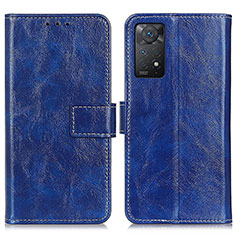 Leather Case Stands Flip Cover Holder K04Z for Xiaomi Redmi Note 11 Pro 4G Blue