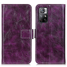 Leather Case Stands Flip Cover Holder K04Z for Xiaomi Redmi Note 11S 5G Purple