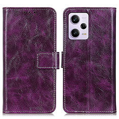 Leather Case Stands Flip Cover Holder K04Z for Xiaomi Redmi Note 12 Explorer Purple