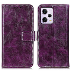 Leather Case Stands Flip Cover Holder K04Z for Xiaomi Redmi Note 12 Pro+ Plus 5G Purple