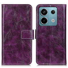 Leather Case Stands Flip Cover Holder K04Z for Xiaomi Redmi Note 13 Pro 5G Purple