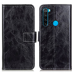 Leather Case Stands Flip Cover Holder K04Z for Xiaomi Redmi Note 8 (2021) Black