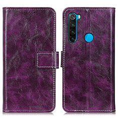 Leather Case Stands Flip Cover Holder K04Z for Xiaomi Redmi Note 8 (2021) Purple
