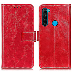 Leather Case Stands Flip Cover Holder K04Z for Xiaomi Redmi Note 8 (2021) Red