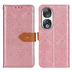 Leather Case Stands Flip Cover Holder K05Z for Huawei Honor 90 5G Pink