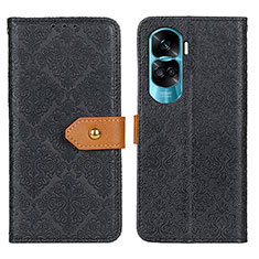 Leather Case Stands Flip Cover Holder K05Z for Huawei Honor 90 Lite 5G Black