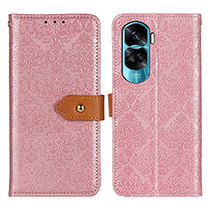 Leather Case Stands Flip Cover Holder K05Z for Huawei Honor 90 Lite 5G Pink
