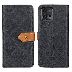 Leather Case Stands Flip Cover Holder K05Z for Motorola Moto G72 Black