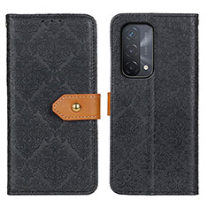 Leather Case Stands Flip Cover Holder K05Z for Oppo A74 5G Black