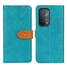 Leather Case Stands Flip Cover Holder K05Z for Oppo A74 5G Green