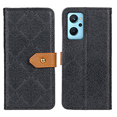 Leather Case Stands Flip Cover Holder K05Z for Oppo A96 4G Black