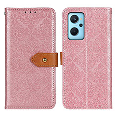 Leather Case Stands Flip Cover Holder K05Z for Oppo A96 4G Pink