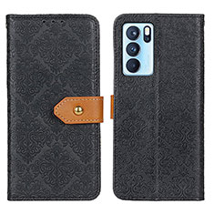 Leather Case Stands Flip Cover Holder K05Z for Oppo Reno6 Pro 5G India Black