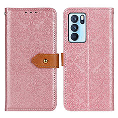 Leather Case Stands Flip Cover Holder K05Z for Oppo Reno6 Pro 5G India Pink